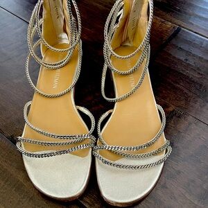 Women’s Stuart Weitzman metallic silver sandals -